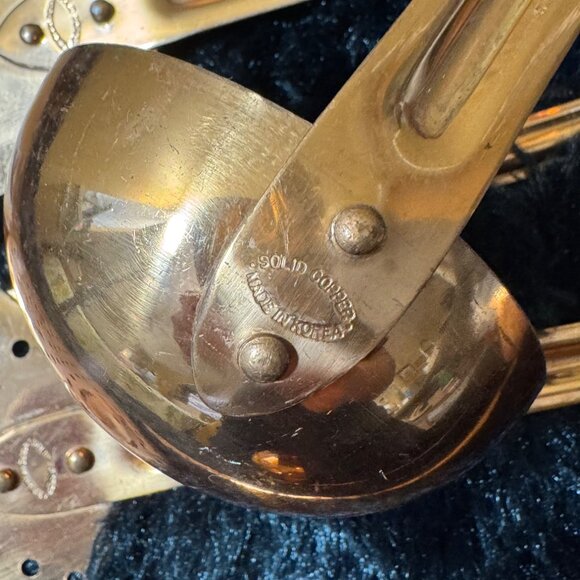 Vintage Solid Copper Kitchen Utensil Set Ladle Strainer Fork Spoon & Spatula - Picture 5 of 7